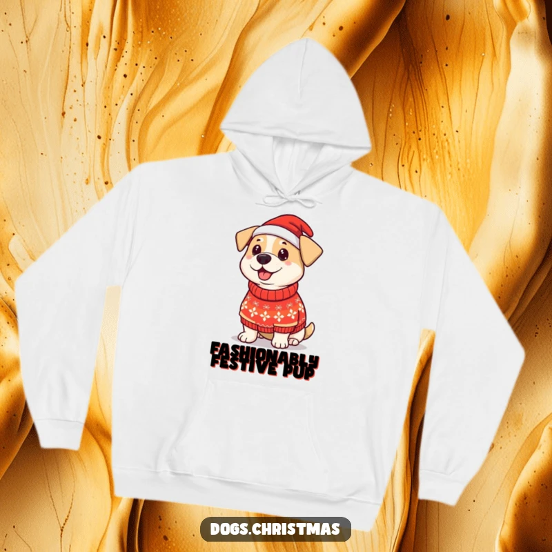 Funny Dog Christmas Sweater Hoodie: A proud dog wears a silly, festive Christmas sweater, offering warm, humorous holiday comfort.