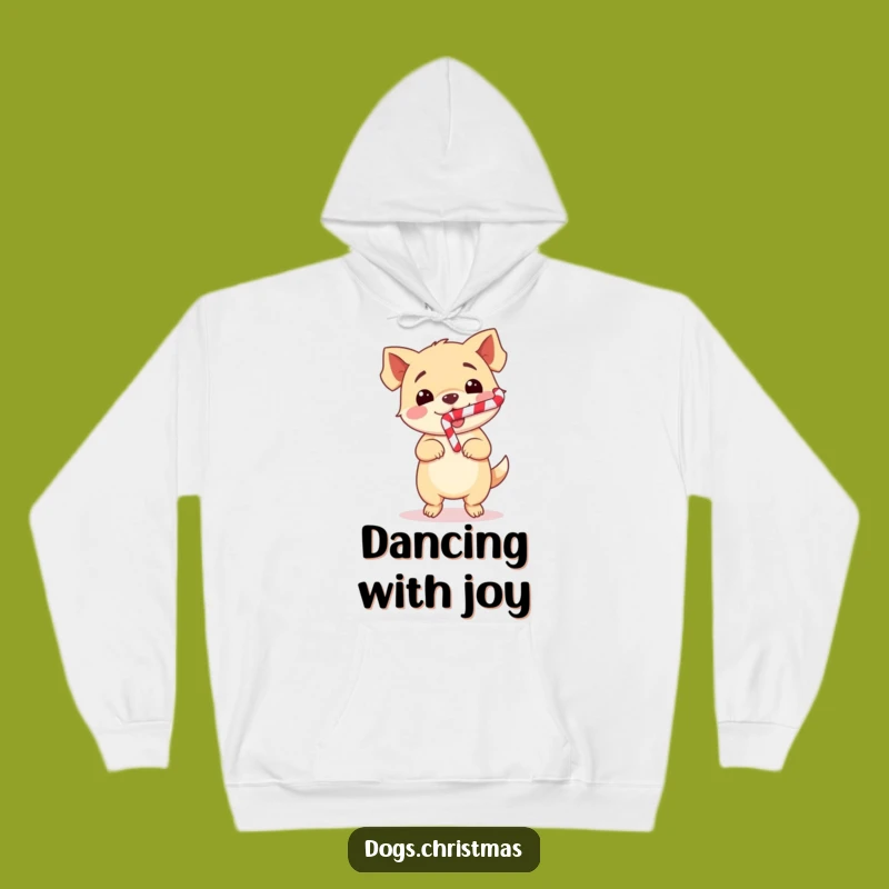 Funny Dog Dance Hoodie: Cozy Kawaii Pup Candy Cane, Perfect Humorous Gift!