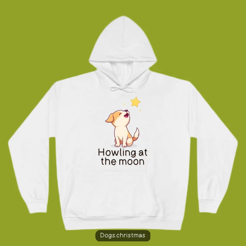 Funny Howling Dog Star Hoodie: Cozy Pup Night Sweatshirt, Warm Magical Funny Gift