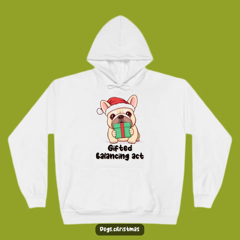 Cozy Funny Kawaii Bulldog Santa Hoodie - Warm Festive Dog Gift