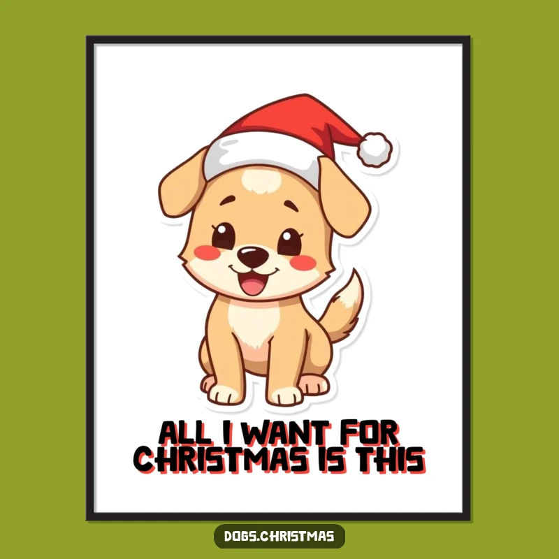 Funny Free Printable Dog Wall Art: Festive Santa Pup Downloadable Decor