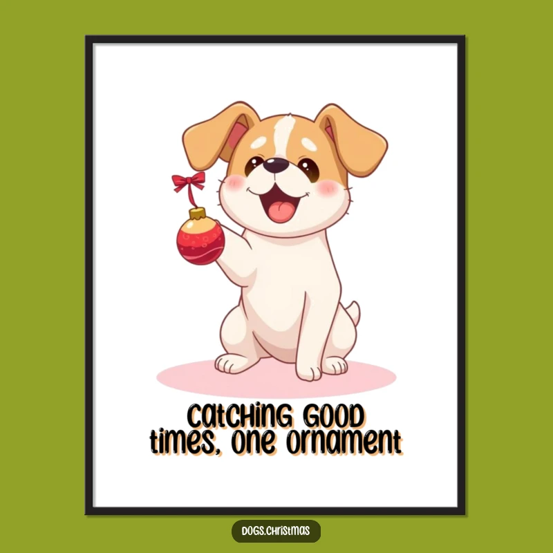 Free Printable Wall Art: Kawaii Dog Floppy Ears - Festive Ornament Catch Decor