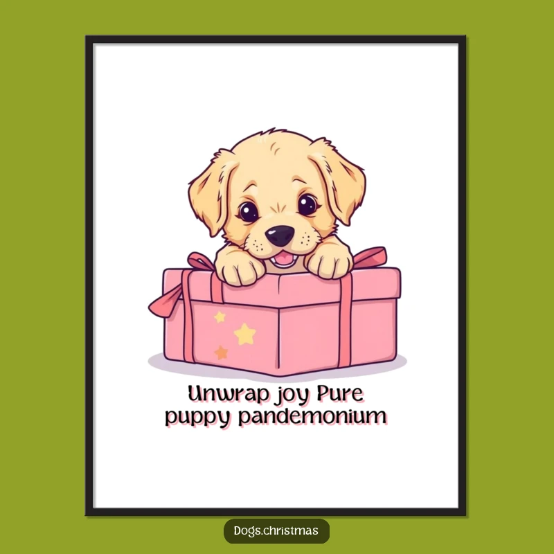Free Printable Funny Puppy Art - Golden Retriever Pouncing Gift Downloadable Wall Decor