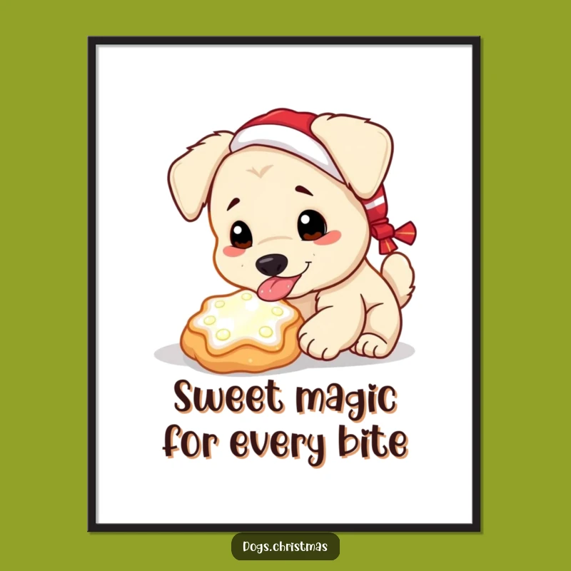 Free Printable Kawaii Dog Wall Art: Frosty Cookie Magic Downloadable Decor