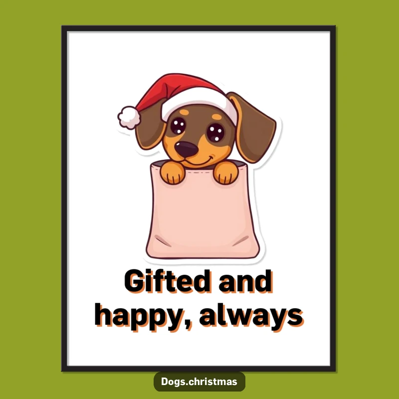 Free Printable Wall Art: Dachshund Santa Peek, Festive Downloadable Art