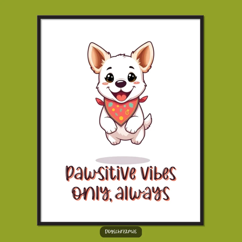 Free Printable Wall Art: Festive Dog Jumping Happy Decor Humorous Gift