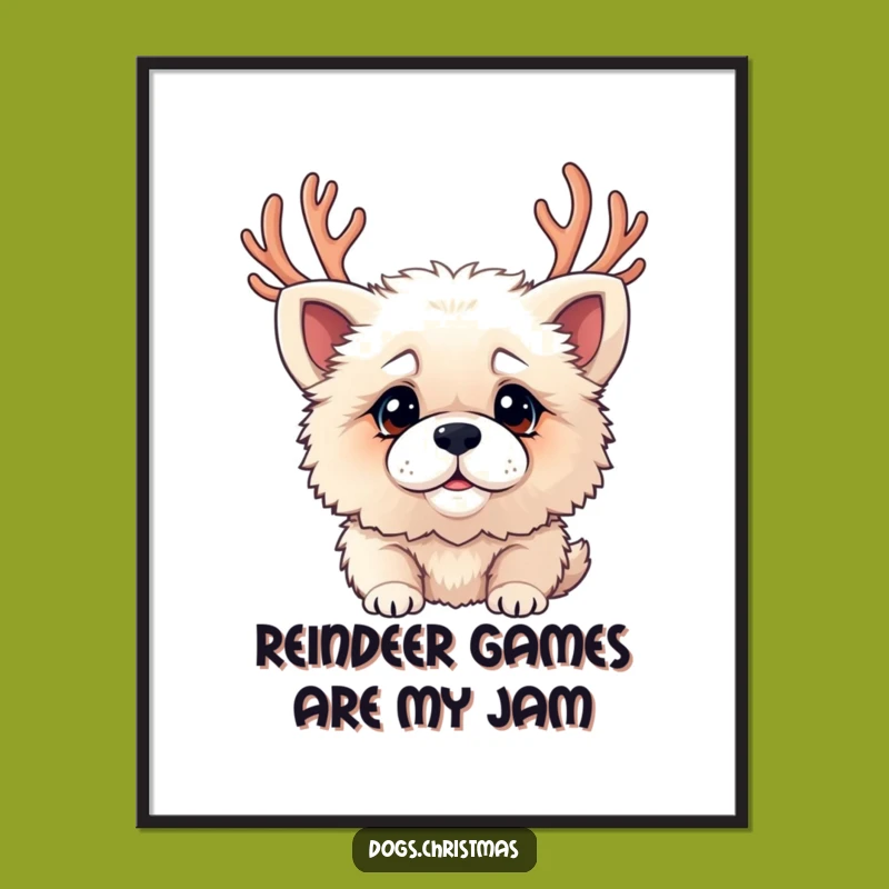 Free Printable Wall Art: Confused Antler Dog Funny Holiday Decor Unique Gift