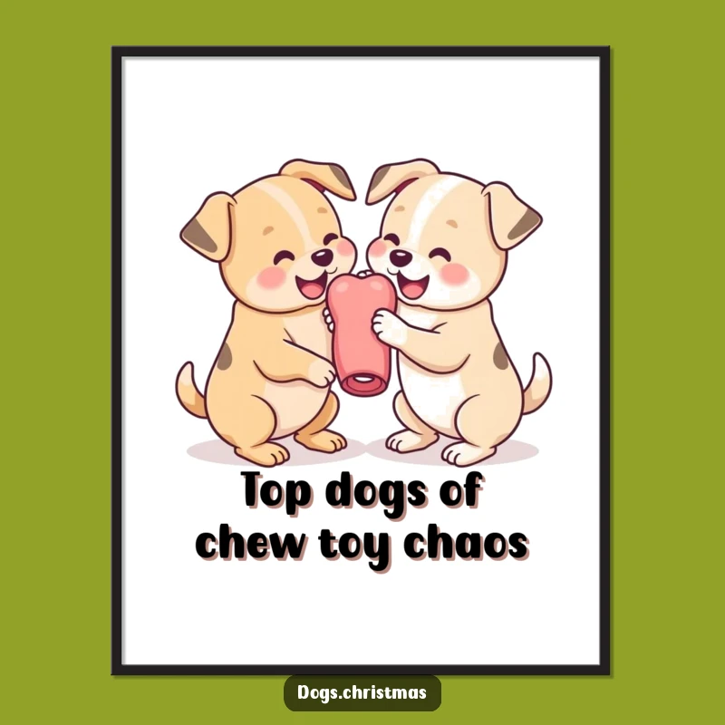 Playful Free Printable Dog Art - Kawaii Wrestling Pups Downloadable Decor