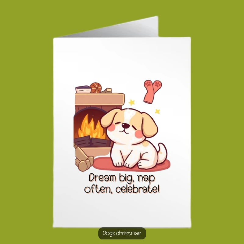 Free Printable Kawaii Dog Birthday Card: Funny Dreamy Dog Downloadable Gift