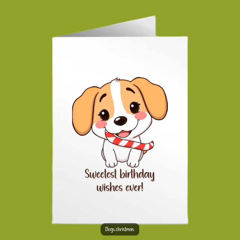 Funny Free Printable Birthday Dog Card: Grinning Candy Cane Humor Downloadable Gift