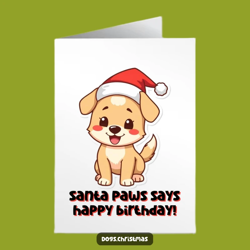 Funny Free Printable Dog Birthday Card: Santa Pup Downloadable Gift