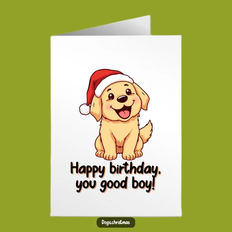 Free Printable Birthday Card: Excited Golden Retriever - Funny Downloadable Gift