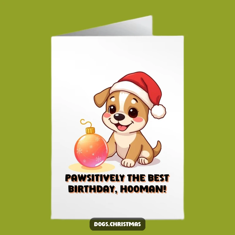 Free Printable Funny Dog Birthday Card: Santa Pup Celebration Downloadable