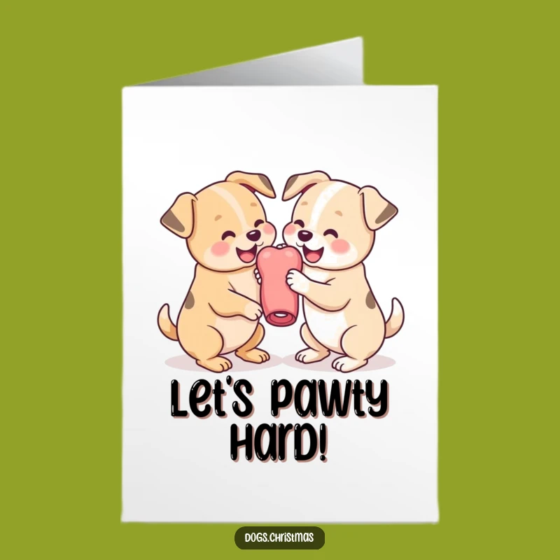 Playful Free Printable Dog Birthday Card - Wrestling Pups Downloadable Fun