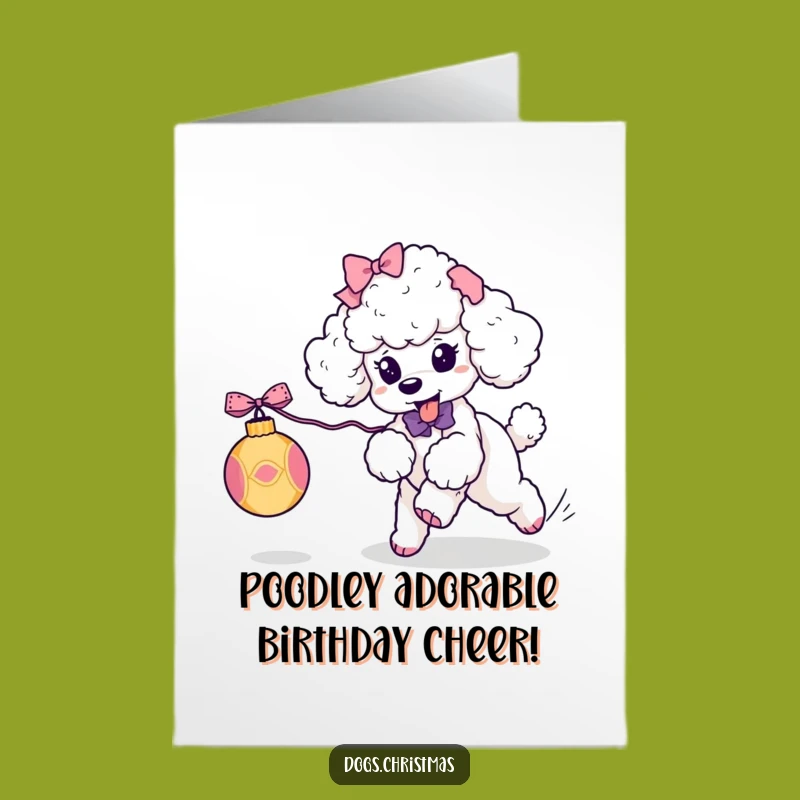 Free Printable Kawaii Poodle Birthday Card: Funny Dog Chase Downloadable Gift