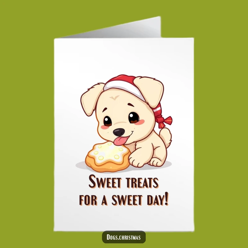 Free Printable Kawaii Dog Birthday Card: Frosty Cookie Magic Downloadable Fun