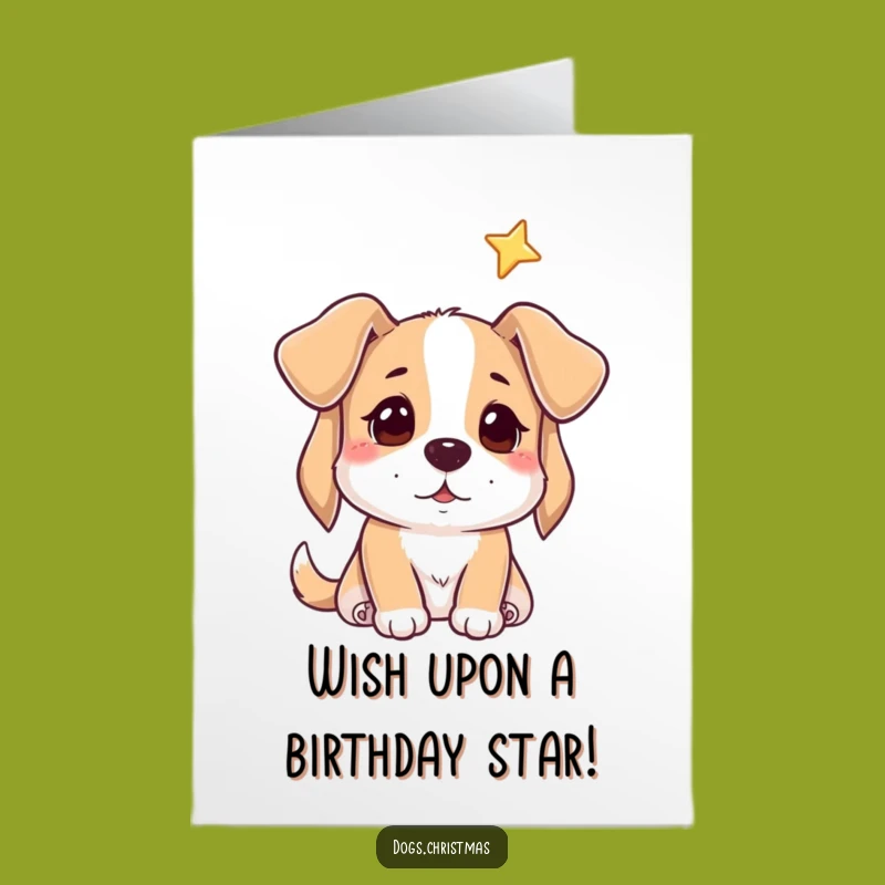 Free Printable Birthday Card: Hopeful Dog Wishing on a Star, Downloadable Gift