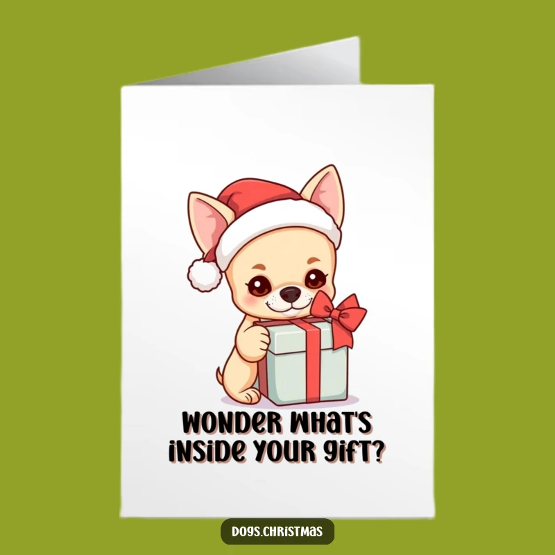 Free Printable Birthday Card: Kawaii Chihuahua Shakes Gift - Funny Santa Dog Downloadable