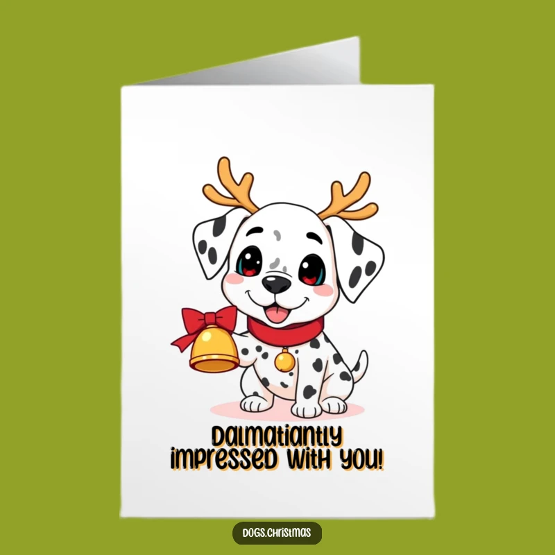 Free Printable Kawaii Dalmatian Congrats Card: Humorous Dog Reindeer Downloadable