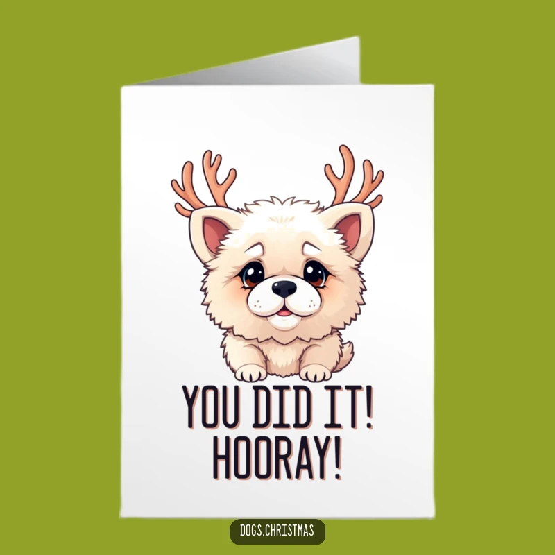 Free Printable Congrats Card: Antler Dog's Confusion Celebrates Success Funny