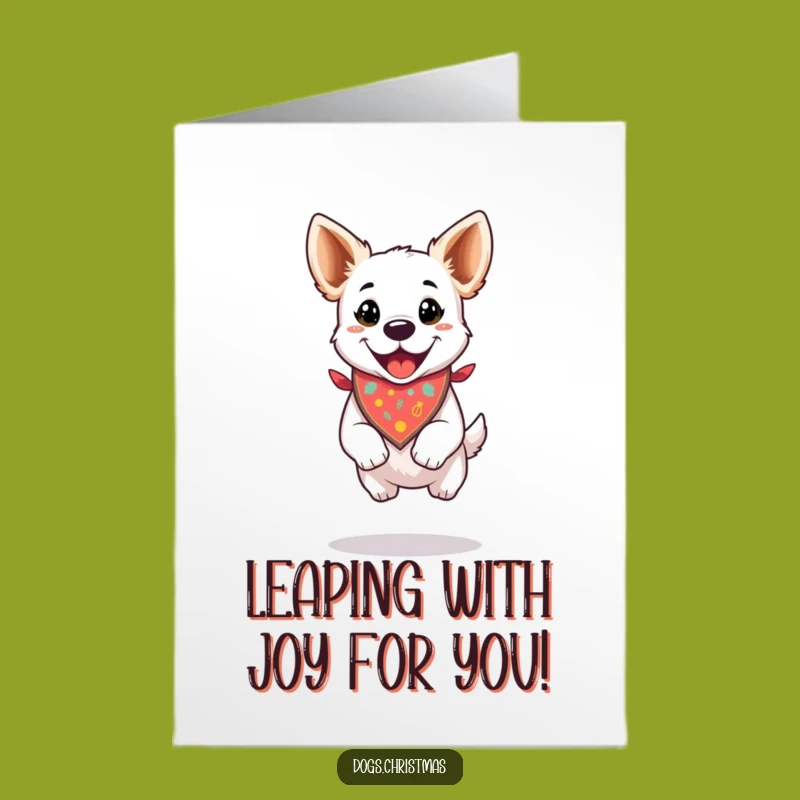 Free Printable Congrats Card: Festive Dog Jumping Celebratory Funny