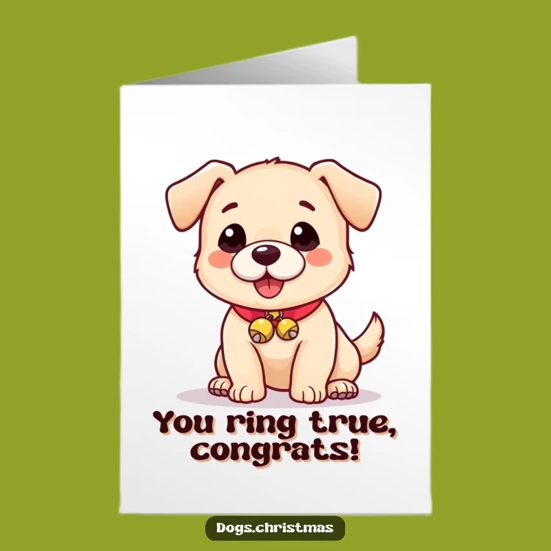 Free Printable Congrats Card: Playful Bell Dog, Perfect Downloadable Celebration Gift