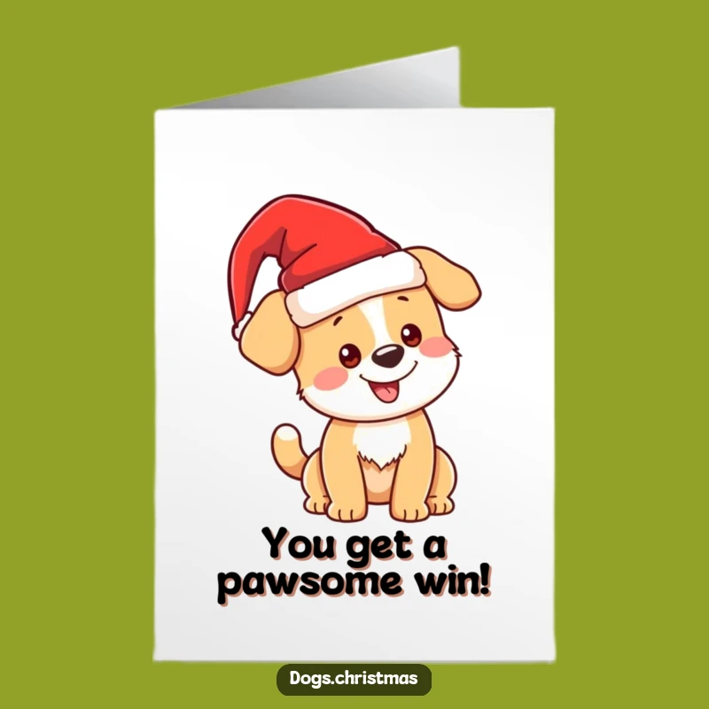 Free Printable Kawaii Christmas Dog Congrats Card: Funny DIY Downloadable Gift for Holiday Wins
