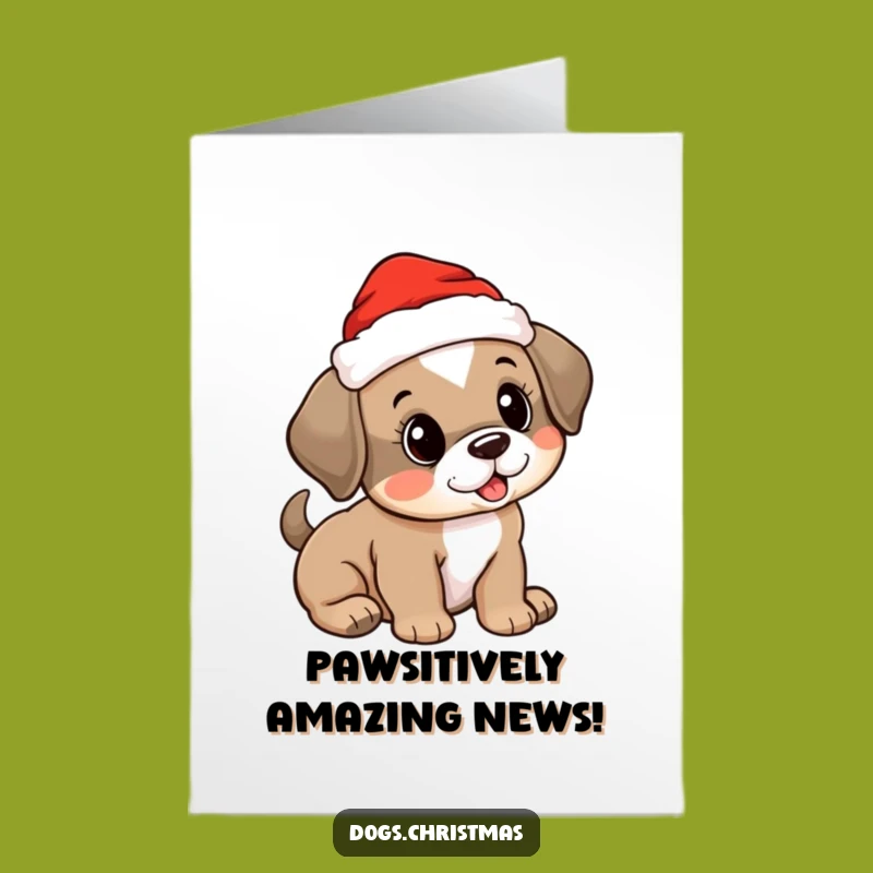 Free Printable Congrats Card: Cute Santa Puppy Wagging Tail Best Wishes Funny Dog