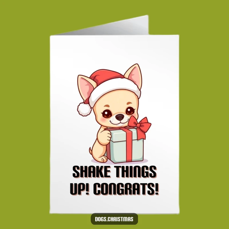 Kawaii Chihuahua Congrats Card: Free Printable Gift Shake - Funny Santa Dog