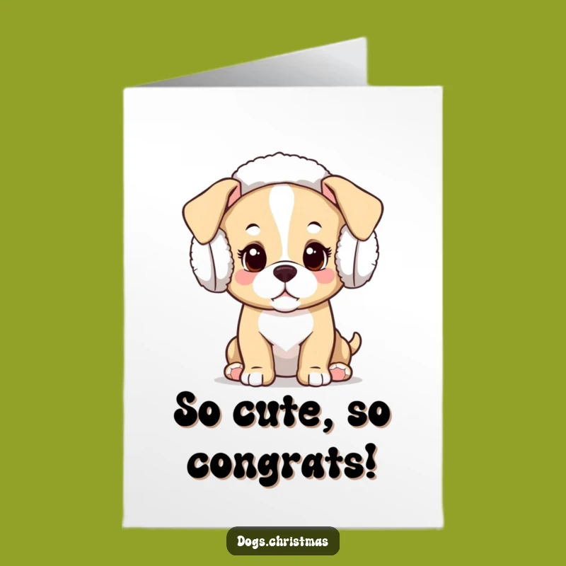 Free Printable Puppy Congrats Card: Curious Kawaii Pup Downloadable Gift