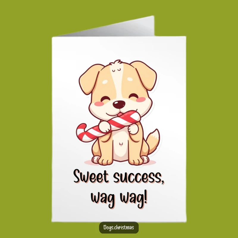 Free Printable Dog Congrats Card: Humorous Candy Cane Downloadable Celebration