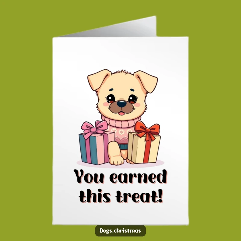 Free Printable Kawaii Dog Congrats Card: Festive Sweater Gift Downloadable Fun