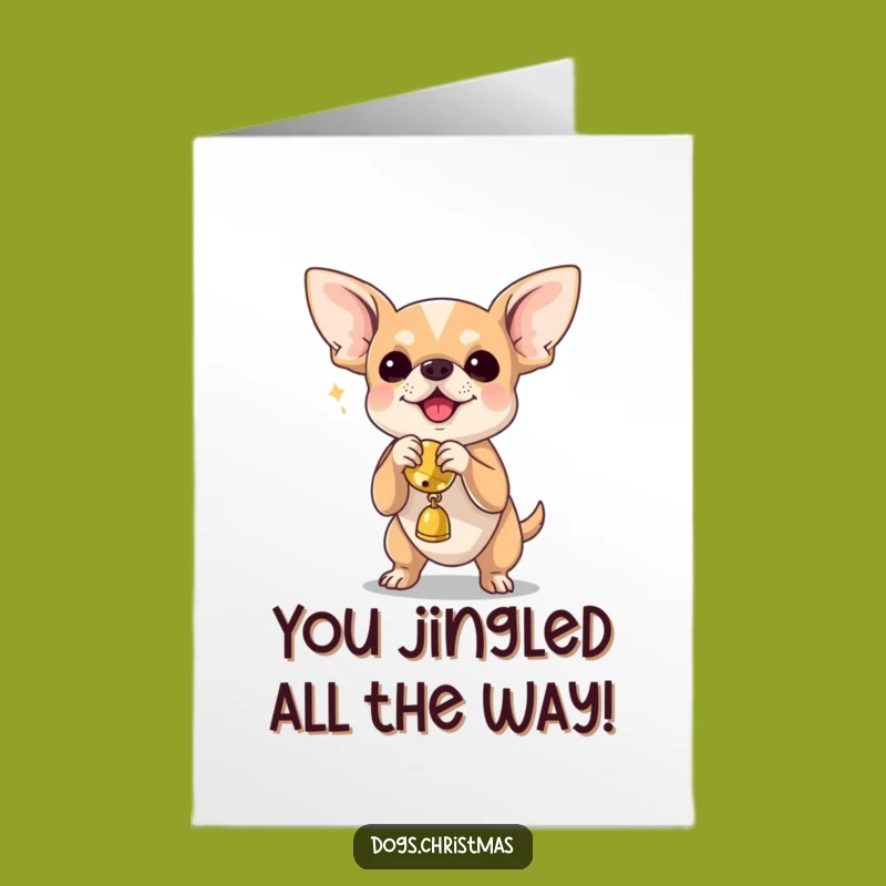 Free Printable Congrats Card: Chihuahua Jingle Bell Toy for Festive Celebrations!