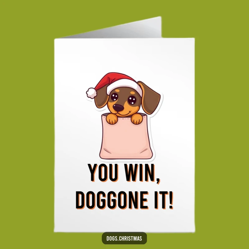 Free Printable Congrats Card: Dachshund Santa's Gift, Humorous Downloadable Surprise