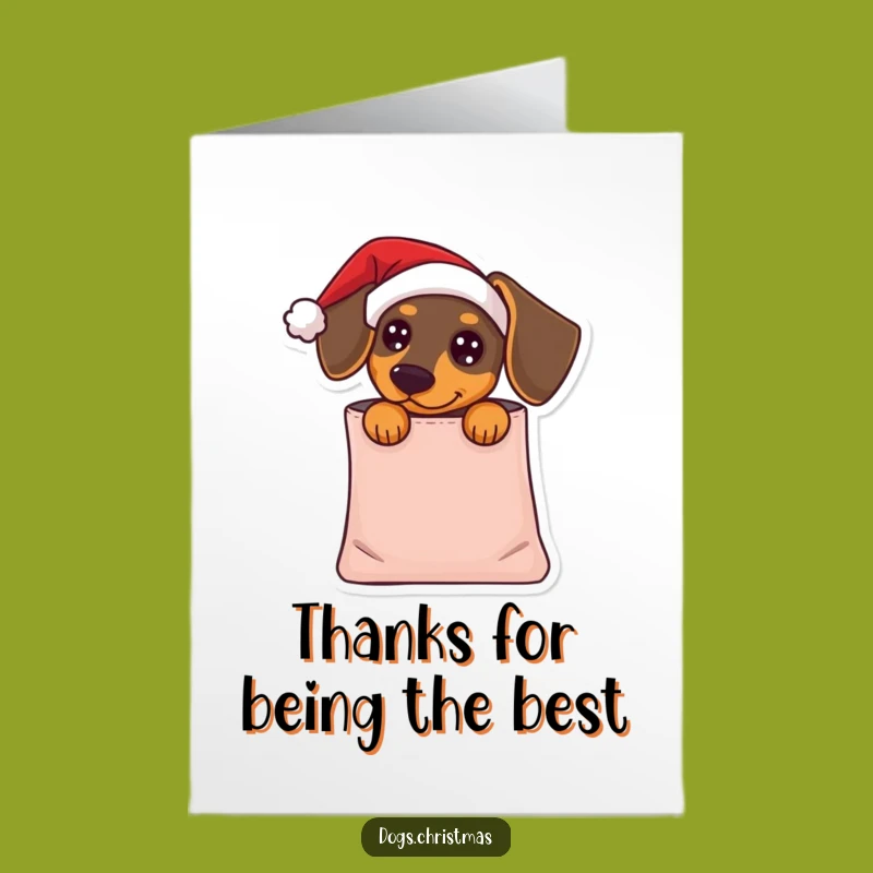 Free Printable Thank You Card: Dachshund Santa's Thanks, Festive Downloadable Gratitude