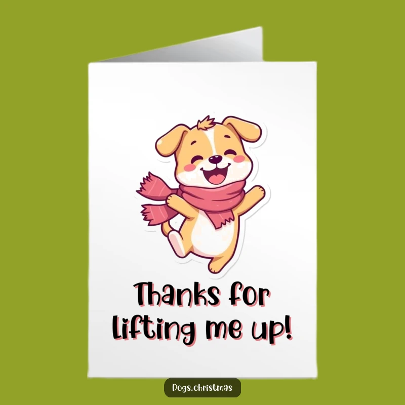 Free Printable Thank You Card: Happy Dog Scarf Leap - Joyful Gratitude