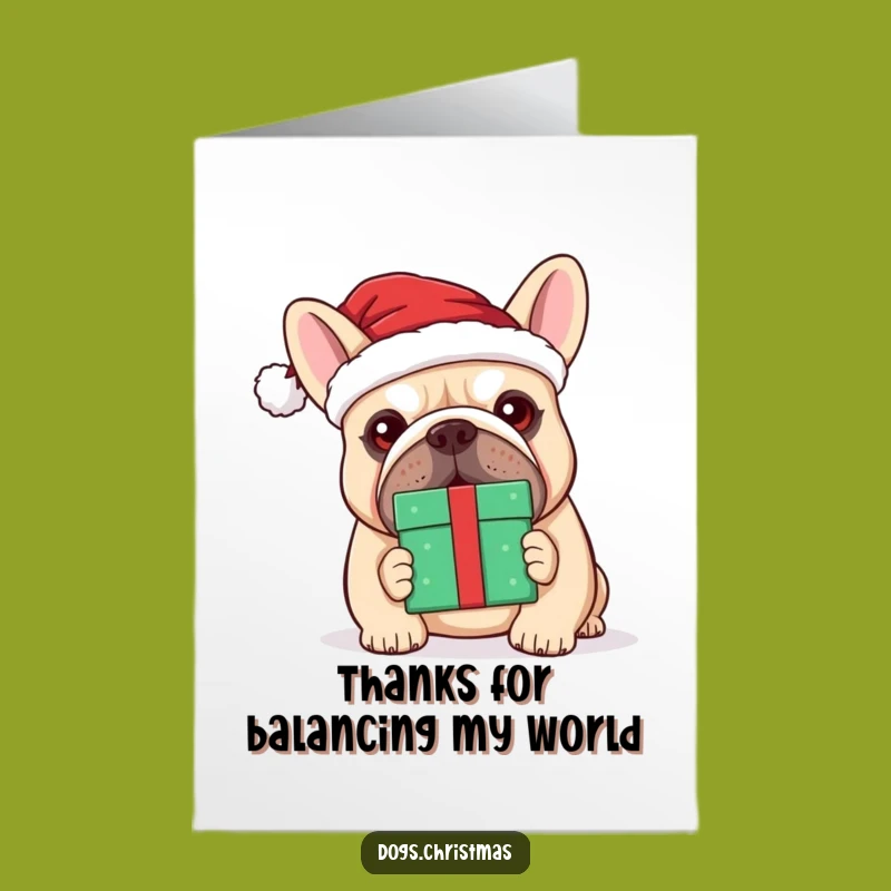 Kawaii Bulldog Thank You Card: Free Printable Balancing Gift - Funny Santa Dog
