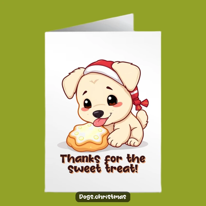 Free Printable Kawaii Dog Thank You Card: Frosty Cookie Magic Downloadable Sweetness