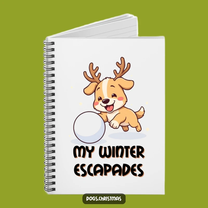Funny Antler Dog Notebook: Jot Down Winter Ideas with Playful Charm