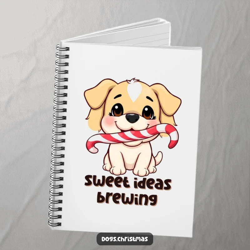 Funny Dog Notebook: A journal featuring a funny dog smiling with a candy cane in its mouth, ready for your notes.
