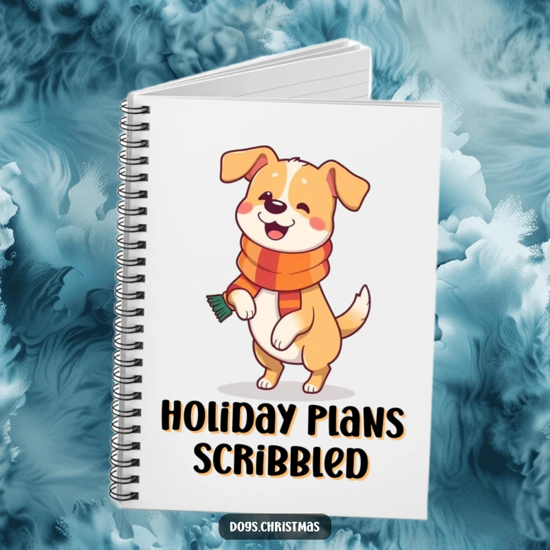 Funny Dog Notebook: A journal featuring a funny dog wearing a festive scarf and doing a happy prance, ready for your notes.