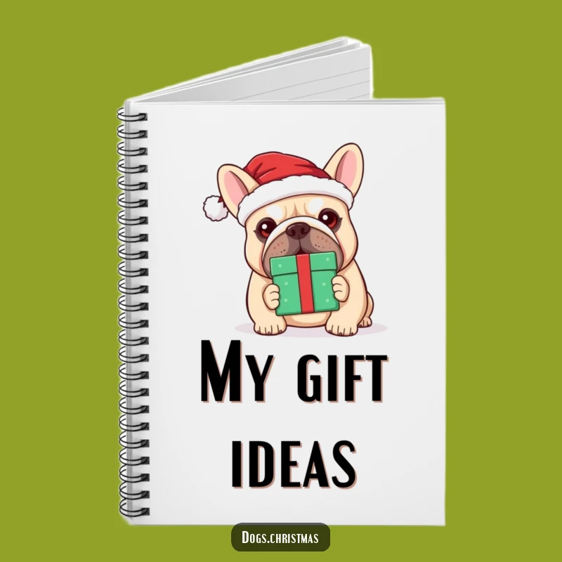Funny Kawaii Bulldog Santa Notebook - Festive Dog Note Gift