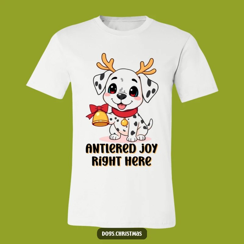 Funny Kawaii Dalmatian Bell T-Shirt: Reindeer Antlers Tee Perfect Funny Gift