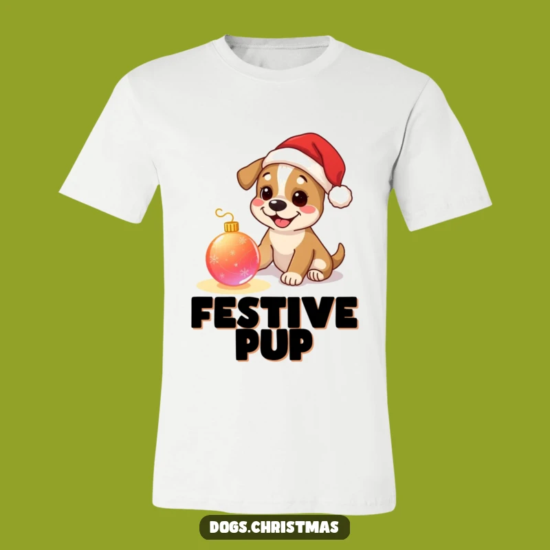 Funny Dog Santa Hat T-Shirt - Festive Pup Christmas Ornament Play Tee