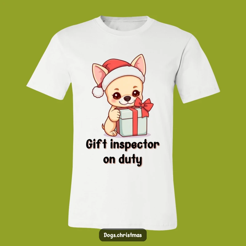 Funny Kawaii Chihuahua Santa T-Shirt - Festive Gift Box Tee