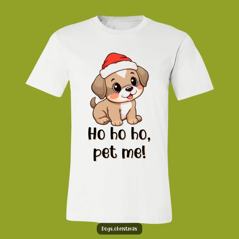 Funny Santa Puppy T-Shirt: Cute Dog Wagging Tail, Perfect Holiday Outfit