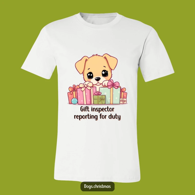 Funny Puppy Gift T-Shirt: Playful Dog Peeking, Ideal Funny Gift for Christmas Lovers
