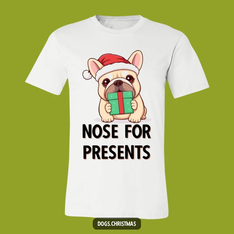 Funny Kawaii Bulldog Santa T-Shirt - Festive Dog Gift Idea