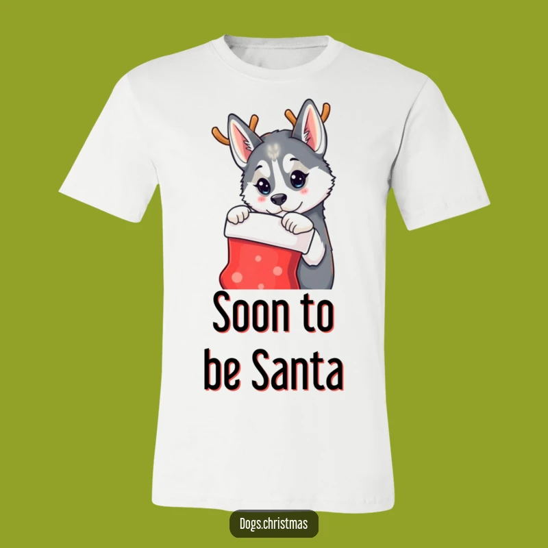 Funny Husky Reindeer T-Shirt - Curious Dog Christmas Apparel Gift