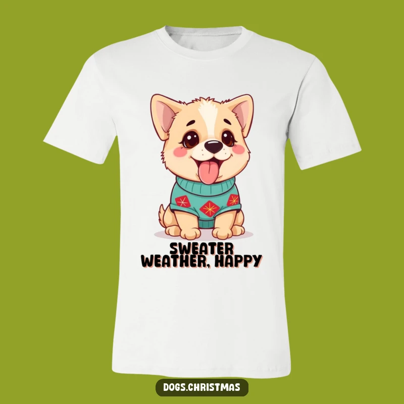 Funny Dog Sweater T-Shirt: Happy Panting Pup, Festive Gift